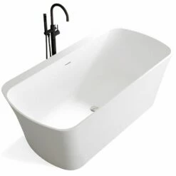 Baignoire îlot Avec Plage, 170x80cm, Acrylique Blanc Mat, Olia2