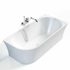 Baignoire îlot D'angle Droite, 150x78,5 Cm Ou 169,5x80,5 Cm, Acrylique, Paros