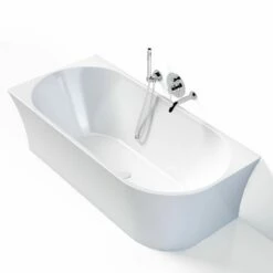 Baignoire îlot D'angle Gauche, 150x78,5 Cm Ou 169,5x80,5 Cm, Acrylique, Paros