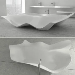 Baignoire îlot Double Flow , 235X185 Cm, Composite Mineral Blanc Mat -Produits De Salle De Bain Soldes 2024 baignoire ilot double flow 235x185 cm composite mineral blanc mat 3