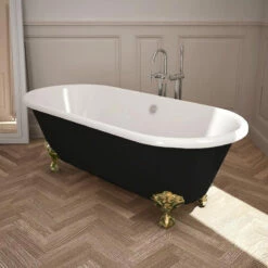 Baignoire îlot En Fonte, 170x77 Cm, Peinte En Noir, London -Produits De Salle De Bain Soldes 2024 baignoire ilot en fonte 170x77 cm peinte en noir london 3