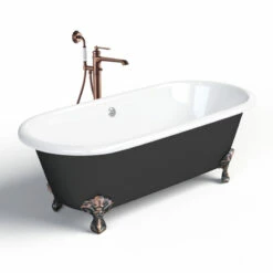 Baignoire îlot En Fonte, 170x77 Cm, Peinte En Noir, London -Produits De Salle De Bain Soldes 2024 baignoire ilot en fonte 170x77 cm peinte en noir london 4