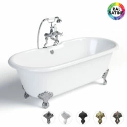 Baignoire îlot Fonte, Couleur Personnalisable, Pieds 5 Finitions, Liverpool