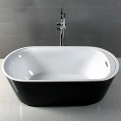 Baignoire îlot Ovale, 159x75cm, Acrylique Noir Et Blanc, Como -Produits De Salle De Bain Soldes 2024 baignoire ilot ovale 159x75cm acrylique noir et blanc como 2
