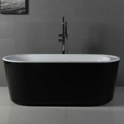 Baignoire îlot Ovale, 159x75cm, Acrylique Noir Et Blanc, Como -Produits De Salle De Bain Soldes 2024 baignoire ilot ovale 159x75cm acrylique noir et blanc como 3