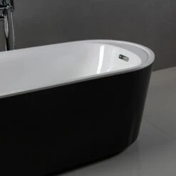 Baignoire îlot Ovale, 159x75cm, Acrylique Noir Et Blanc, Como -Produits De Salle De Bain Soldes 2024 baignoire ilot ovale 159x75cm acrylique noir et blanc como 4