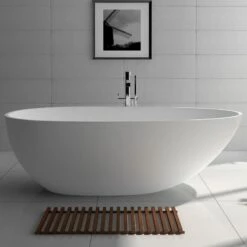Baignoire îlot Ovale, 150x76 Cm à 180x90 Cm, Résine Minérale -Produits De Salle De Bain Soldes 2024 baignoire ilot ovale 170x86 cm materiau composite mineral 3