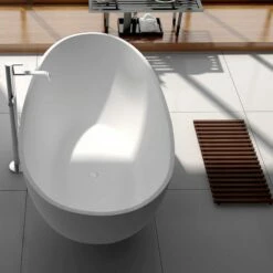 Baignoire îlot Ovale, 150x76 Cm à 180x90 Cm, Résine Minérale -Produits De Salle De Bain Soldes 2024 baignoire ilot ovale 170x86 cm materiau composite mineral 4