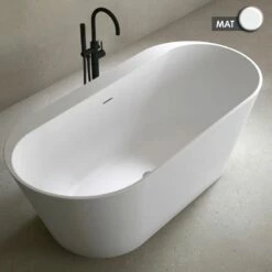 Baignoire îlot Ovale Avec Plage, 170x80cm, Acrylique Blanc Mat, Lou -Produits De Salle De Bain Soldes 2024 baignoire ilot ovale avec plage 170x80cm acrylique blanc mat lou 2