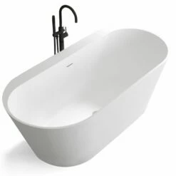 Baignoire îlot Ovale Avec Plage, 170x80cm, Acrylique Blanc Mat, Lou
