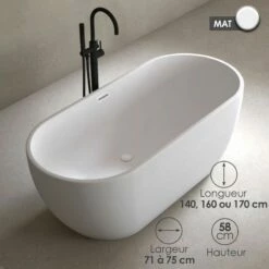 Baignoire îlot Ovale En Acrylique Mat, 140, 160 Ou 170 Cm, Calipso -Produits De Salle De Bain Soldes 2024 baignoire ilot ovale en acrylique mat 140 160 ou 170 cm calipso 2