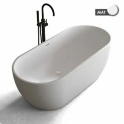 Baignoire îlot Ovale En Acrylique Mat, 140, 160 Ou 170 Cm, Calipso -Produits De Salle De Bain Soldes 2024 baignoire ilot ovale en acrylique mat 140 160 ou 170 cm calipso 4