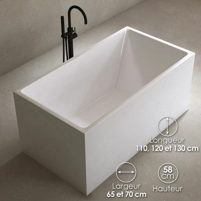 Baignoire îlot Rectangulaire, 110 à 130 Cm Acrylique, Little 5 Baignoire îlot Rectangulaire, 110 à 130 Cm Acrylique, Little – Image 3