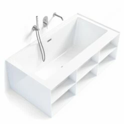 Baignoire îlot Rectangulaire Avec Niches, 170 Ou 180 Cm, Bibilo