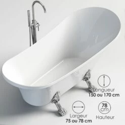 Baignoire îlot Rétro Acrylique, 150x75 Ou 170x78 Cm, GINA -Produits De Salle De Bain Soldes 2024 baignoire ilot retro acrylique 150 x 75 ou 170 x 78 cm gina 2