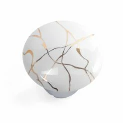 Bonde Lavabo Clic-clac Ou Fixe, Finition Blanc Brillant Avec Motif Or