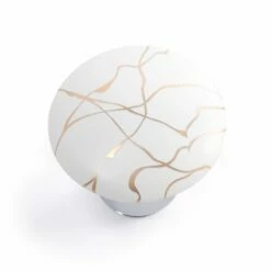 Bonde Lavabo Clic-clac Ou Fixe, Finition Blanc Mat Avec Motif Or