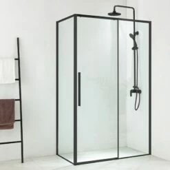 Cabine De Douche Coulissante 100,120 Ou 140 X 70, 80 Ou 90 Cm, Noir Mat, Arena
