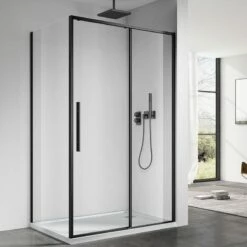 Cabine De Douche Coulissante 100,120 Ou 140 X 100 Cm, Noir Mat, Arena