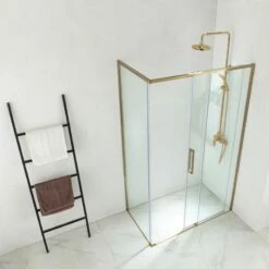 Cabine De Douche Coulissante 70 X 100,120 Ou 140cm, Doré Brossé, Arena -Produits De Salle De Bain Soldes 2024 cabine de douche coulissante 100120 ou 140cm dore brosse arena 2