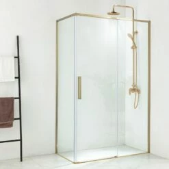 Cabine De Douche Coulissante 70 X 100,120 Ou 140cm, Doré Brossé, Arena