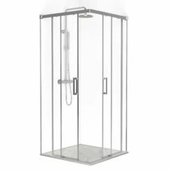 Cabine De Douche D'angle Coulissante, Large Extensibilité , 85-90 Cm X 85-90 Cm , Cosmos 300