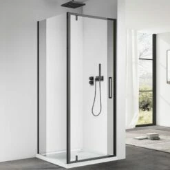 Cabine De Douche Pivotante 80, 90, 100 X 80, 90 Ou 100 Cm, Noir Mat, Arena