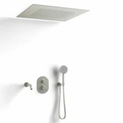 Composition Bain-douche Thermostatique Avec Ciel De Pluie Encastré Inox Brossé, Châtelet -Produits De Salle De Bain Soldes 2024 composition bain douche thermostatique avec ciel de pluie encastre inox brosse chatelet 3