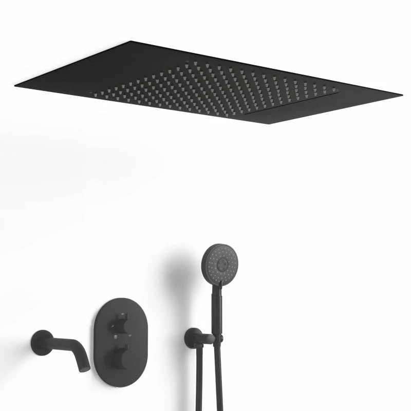 Composition Bain-douche Thermostatique Avec Ciel De Pluie Encastré Noir Mat, Châtelet 7 Composition Bain-douche Thermostatique Avec Ciel De Pluie Encastré Noir Mat, Châtelet – Image 5