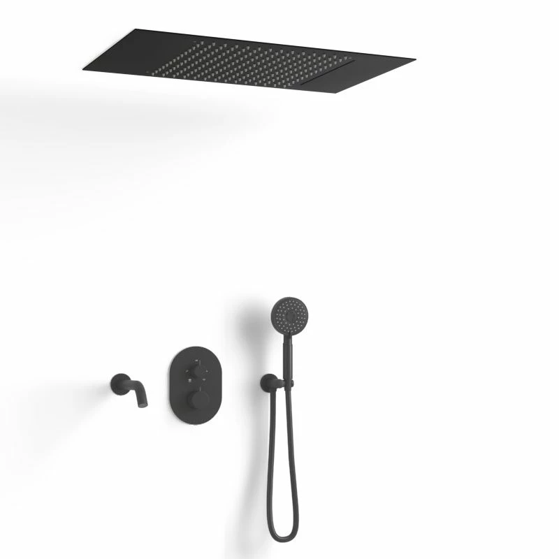 Composition Bain-douche Thermostatique Avec Ciel De Pluie Encastré Noir Mat, Châtelet 8 Composition Bain-douche Thermostatique Avec Ciel De Pluie Encastré Noir Mat, Châtelet – Image 6