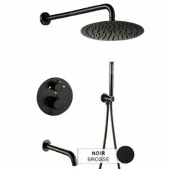 Composition Bain Douche Thermostatique Encastrée Noir Brossé, Châtelet -Produits De Salle De Bain Soldes 2024 composition bain douche thermostatique encastree noir brosse chatelet 1