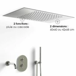 Composition Bain-douche Thermostatique Avec Ciel De Pluie Encastré Chromé, Châtelet -Produits De Salle De Bain Soldes 2024 composition de douche thermostatique avec ciel de pluie encastre chrome chatelet 10