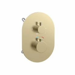 Composition De Douche Thermostatique Avec Ciel De Pluie Encastré Doré Brossé, Châtelet -Produits De Salle De Bain Soldes 2024 composition de douche thermostatique avec ciel de pluie encastre dore brosse chatelet 15