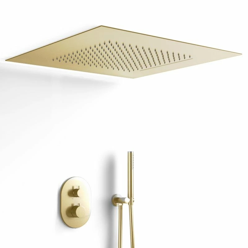 Composition De Douche Thermostatique Avec Ciel De Pluie Encastré Doré Brossé, Châtelet 5 Composition De Douche Thermostatique Avec Ciel De Pluie Encastré Doré Brossé, Châtelet – Image 3