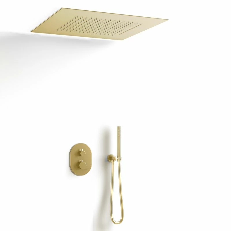 Composition De Douche Thermostatique Avec Ciel De Pluie Encastré Doré Brossé, Châtelet 6 Composition De Douche Thermostatique Avec Ciel De Pluie Encastré Doré Brossé, Châtelet – Image 4