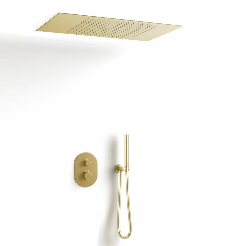 Composition De Douche Thermostatique Avec Ciel De Pluie Encastré Doré Brossé, Châtelet 8 Composition De Douche Thermostatique Avec Ciel De Pluie Encastré Doré Brossé, Châtelet – Image 6