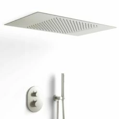 Composition De Douche Thermostatique Avec Ciel De Pluie Encastré Inox Brossé, Châtelet -Produits De Salle De Bain Soldes 2024 composition de douche thermostatique avec ciel de pluie encastre inox brosse chatelet 4