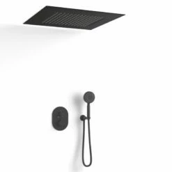 Composition De Douche Thermostatique Avec Ciel De Pluie Encastré Noir Mat, Châtelet -Produits De Salle De Bain Soldes 2024 composition de douche thermostatique avec ciel de pluie encastre noir mat chatelet 10