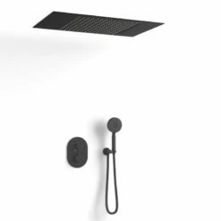 Composition De Douche Thermostatique Avec Ciel De Pluie Encastré Noir Mat, Châtelet -Produits De Salle De Bain Soldes 2024 composition de douche thermostatique avec ciel de pluie encastre noir mat chatelet 12