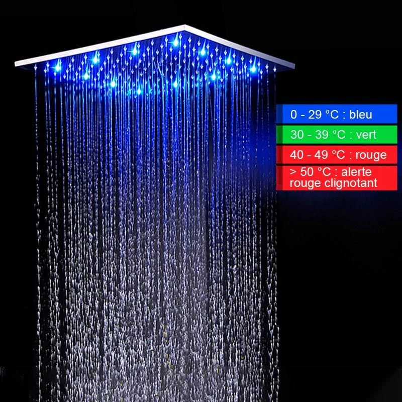 Composition De Douche Thermostatique, Ciel De Pluie 40x40 Cm Avec Chromothérapie, Chrome, Colours 3 Composition De Douche Thermostatique, Ciel De Pluie 40x40 Cm Avec Chromothérapie, Chrome, Colours