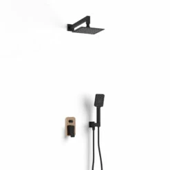 Composition Mitigeur De Douche Encastré Noir Et Doré Rose, Hix -Produits De Salle De Bain Soldes 2024 composition mitigeur de douche encastre noir et dore rose hix 1