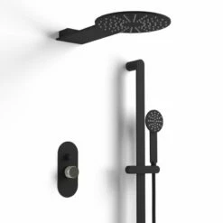 Composition Mitigeur Douche, Noir Mat, Manette Personnalisable, Flow Round -Produits De Salle De Bain Soldes 2024 composition mitigeur douche noir mat manette personnalisable flow round 1