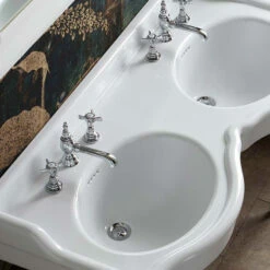 Console Lavabo Double Vasque, 3 Troues, 120 Cm, Queen -Produits De Salle De Bain Soldes 2024 console lavabo double vasque 120 cm queen 4