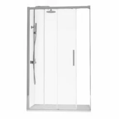 Ensemble 80 Ou 90 X 120 Cm Porte Coulissante, Arena, Receveur Composite Et Colonne Chrome, Châtelet