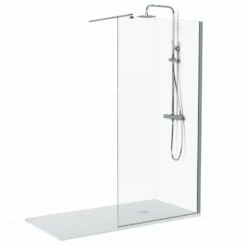 Ensemble 80 Ou 90 X 160 Cm Paroi Fixe, Altea, Receveur Composite Et Colonne Chrome, Châtelet