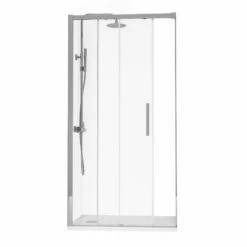 Ensemble 80x100 Cm Porte Coulissante, Arena, Receveur Acrylique Et Colonne Chrome, Châtelet