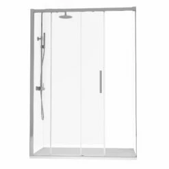 Ensemble 90 X 140 Cm Porte Coulissante, Arena, Receveur Composite Et Colonne Chrome, Châtelet