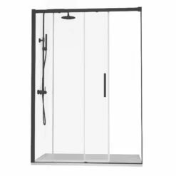 Ensemble 90 X 140 Cm Porte Coulissante, Arena, Receveur Composite Et Colonne Noir, Châtelet