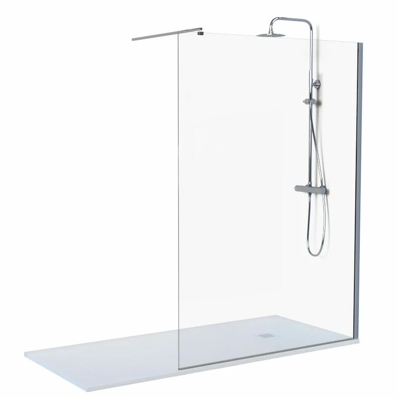 Ensemble 90 X 200 Cm Paroi Fixe, Altea, Receveur Composite Et Colonne Chromé, Châtelet 3 Ensemble 90 X 200 Cm Paroi Fixe, Altea, Receveur Composite Et Colonne Chromé, Châtelet