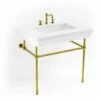 Lavabo Console Simple, 3 Trous, Pieds Doré Brossé, 81 Cm, 1920 1 Lavabo Console Simple, 3 Trous, Pieds Doré Brossé, 81 Cm, 1920 -Produits De Salle De Bain Soldes 2024 lavabo console simple 3 trous pieds dore brosse 81 cm 1920